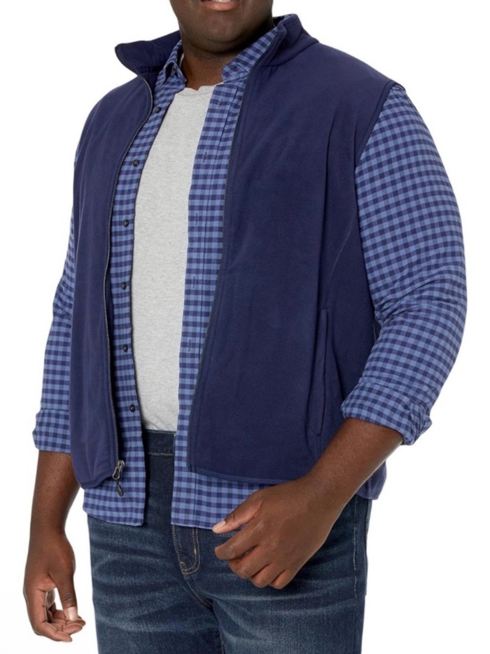 Amazon Essentials New Blue Soft Zip Up Layering Vest Men’s Size XL